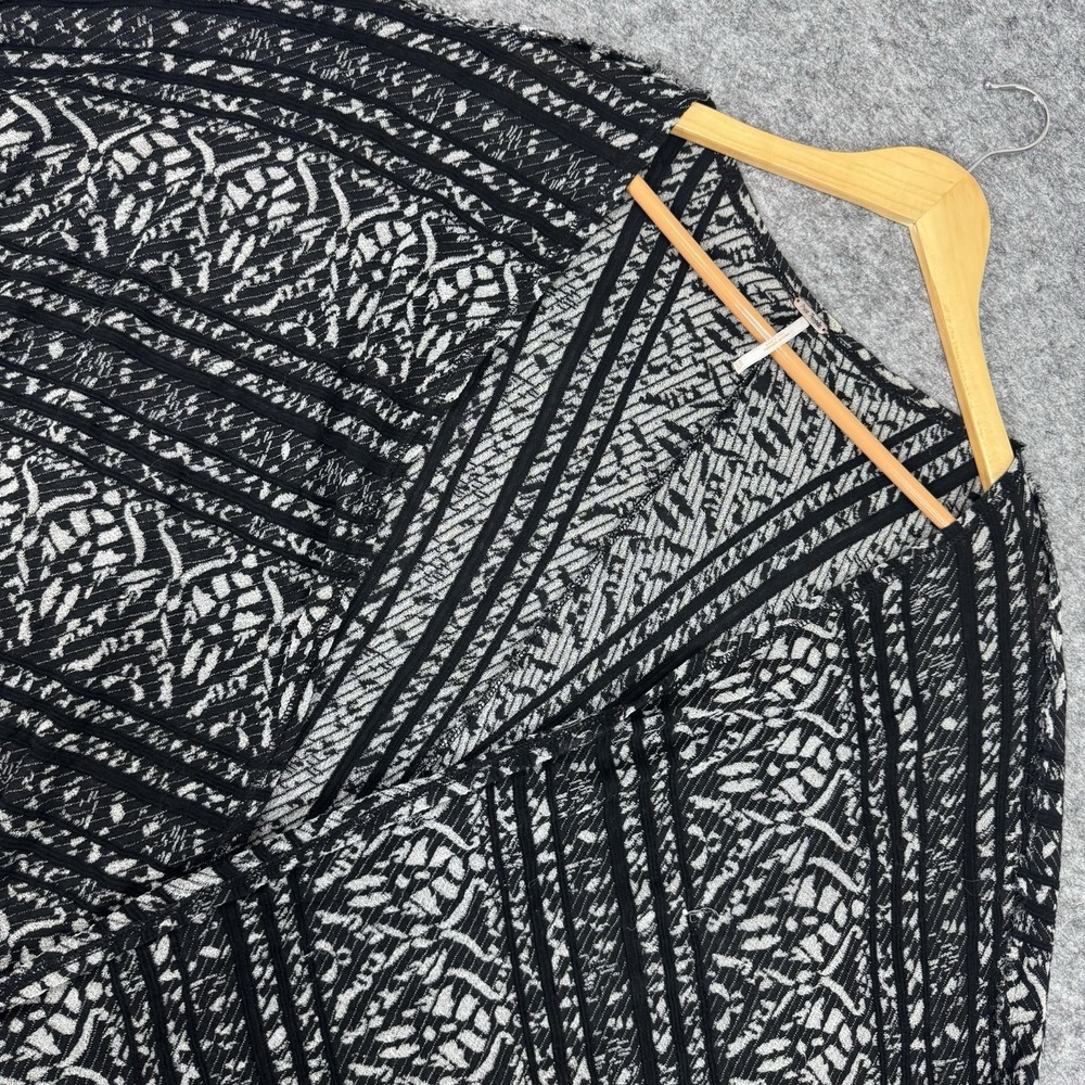 Free People Black White Fringe Kimono Cardigan Women's Size M/L Boho‎ Hippie